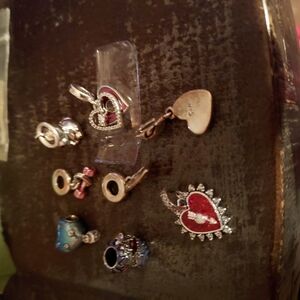 Pandora Heart Charm Set - Red and Silver